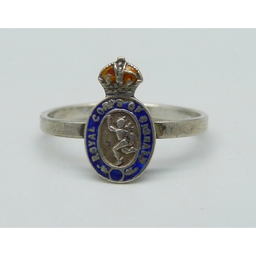 1025 - A silver Royal Corps of Signals ring, M