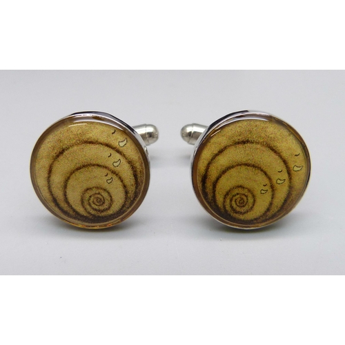 1032 - A pair of Govinder Nazran Elephant Stone limited edition cufflinks