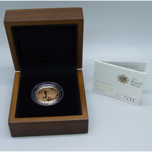 1034 - The Royal Mint, The 2012 UK Sovereign, 1235