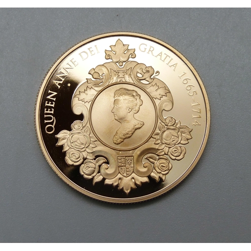 1036 - The Royal Mint, The 300th Anniversary of The Death of Queen Anne, 2014, UK £5 Gold Proof Coin