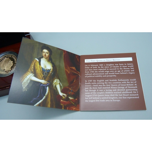 1036 - The Royal Mint, The 300th Anniversary of The Death of Queen Anne, 2014, UK £5 Gold Proof Coin