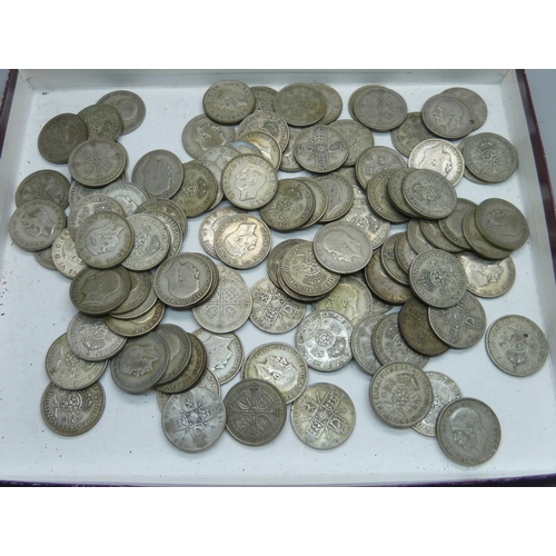 1055 - 1920 to 1946 GB two shillings/one florin coins, 1111g