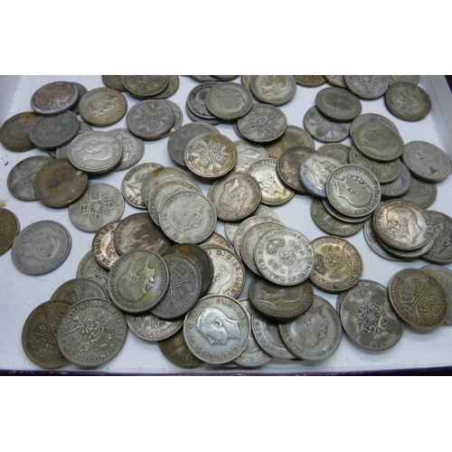 1058 - 1920 to 1946 GB two shillings/one florin coins, 1108g