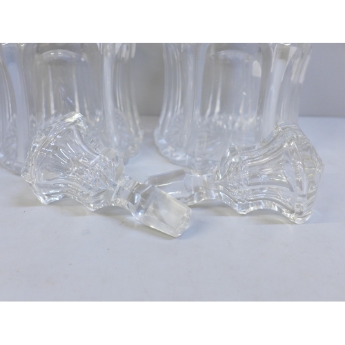 612 - A pair of Georgian mallet shaped glass decanters