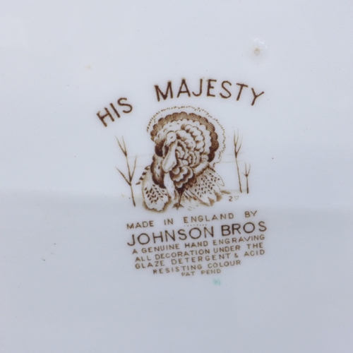 613 - A large Johnson Bros. 'His Majesty' brown transferware turkey plate