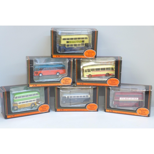 616 - Six Exclusive First Editions 1:76 scale model buses, boxed