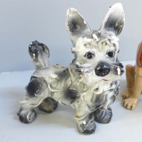 619 - Two Wade blow up figures, other dog figures including Corgi