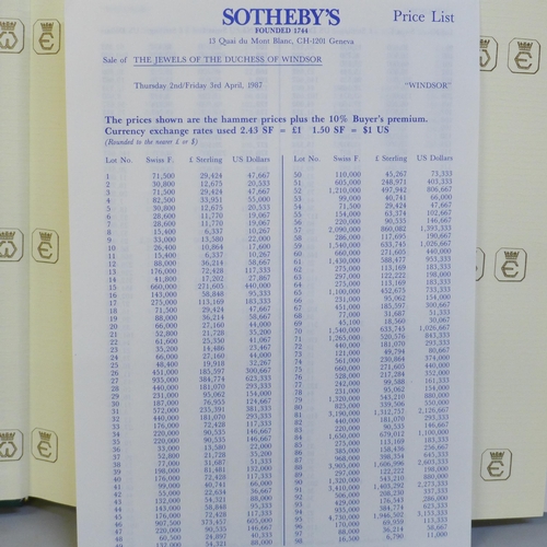 646 - One volume, The Jewels of the Duchess of Windsor, Sotheby's auction, Geneva 1987