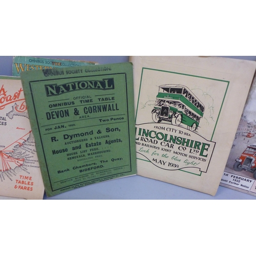 659 - Twenty-six bus and coach company timetables, 1921-1939