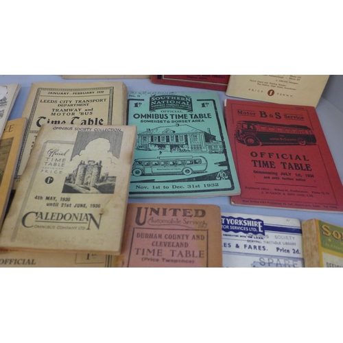 659 - Twenty-six bus and coach company timetables, 1921-1939