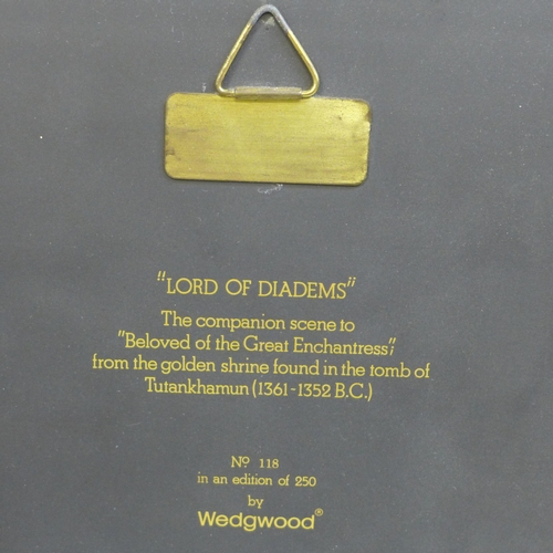 671 - A Wedgwood Egyptian black basalt plaque, with box, 20.5cm x 22cm