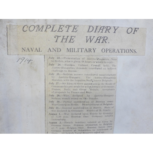 685 - A complete Diary of The First World War - Naval and Military Operations, an album of newspaper clipp... 