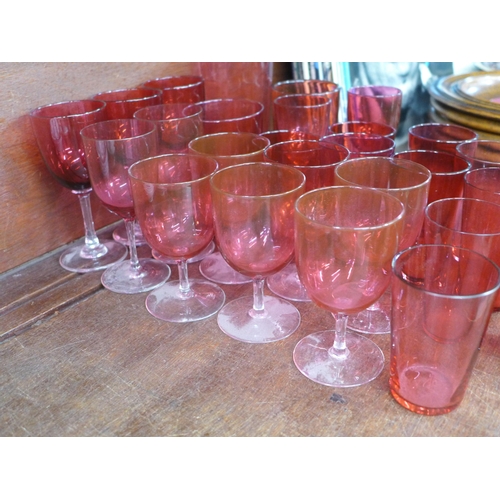 696 - A collection of cranberry glass wines and beakers (29) **PLEASE NOTE THIS LOT IS NOT ELIGIBLE FOR PO... 