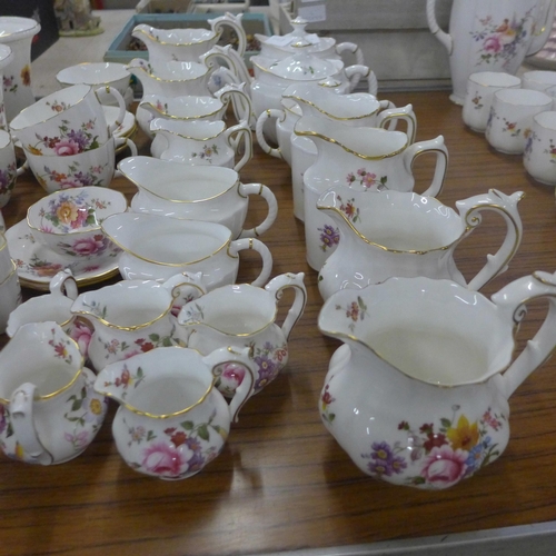 700B - Royal Crown Derby Derby Posies tea pots, cream jugs, pair of planters, pair of vases, salt and peppe... 