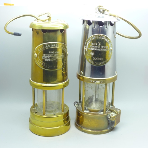 700I - Two miner's safety lamps, Protector Lamp & Light Type 6 and British Coal Mining Aberaman Colliery