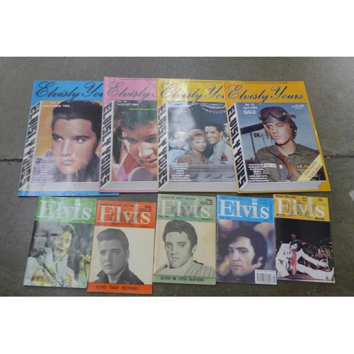 703 - A collection of Elvis Presley magazines including fan club newsletters, Elvisly Yours (including No.... 