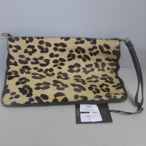 742 - A Carla Ferreri leather hand bag with leopard print design, BNWT