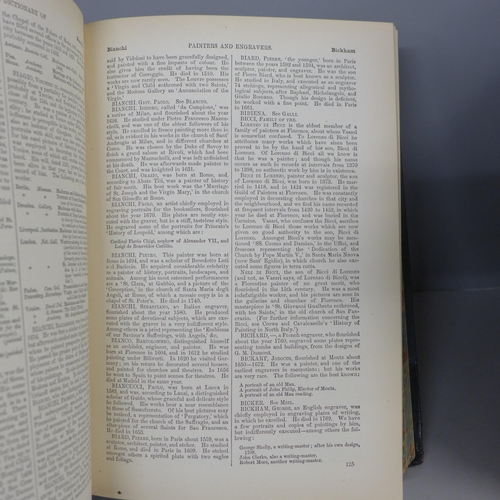 758 - Two volumes of Dictionary of Painters and Engravers, 1889 and five other 1800s books