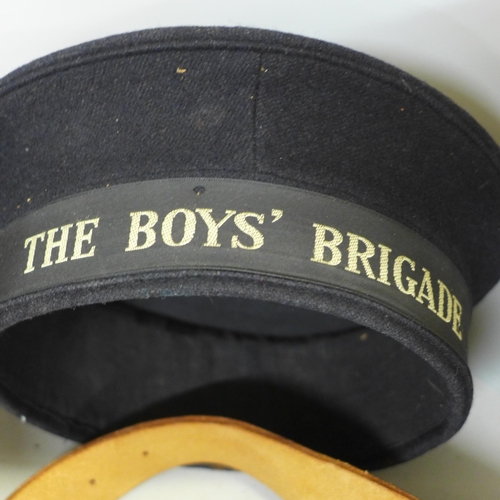 761 - The Boys' Brigade, hats, sweater, belt, badges, a The Duke of Edinburgh's Award Record Book, etc.