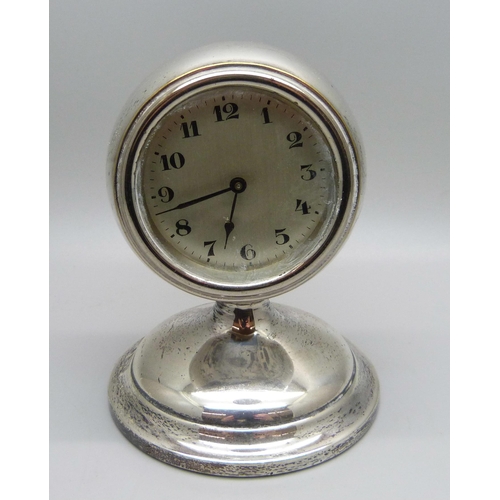 815 - A silver table clock by H.A.C., Birmingham 1929, 10.5cm