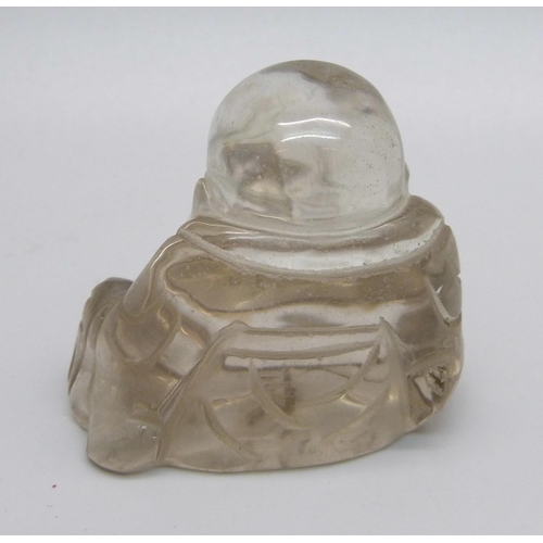 830 - A carved rock crystal Buddha, 4cm