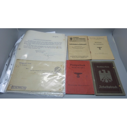 842 - German WWII period military documents, Gauleiter District leader Leander Berger