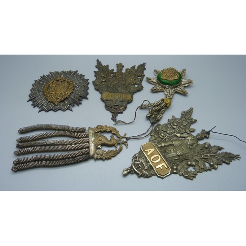 846 - Ancient Order of Foresters badges and accoutrements