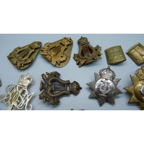 848 - British Army musician's cap badges; Victorian - WWII