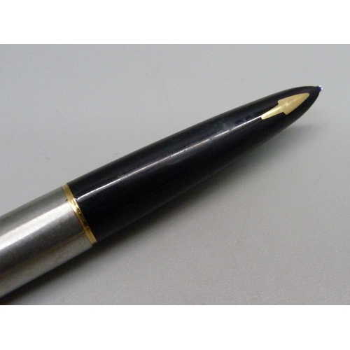 855 - A Parker pen, barrel engraved, a/f and a Parker Sonnet pencil in gold plated casing