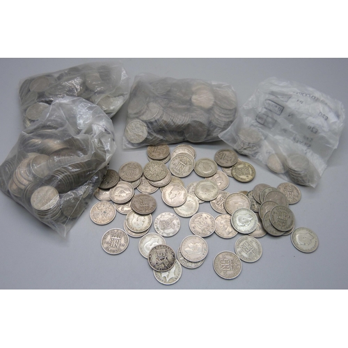 856 - A large collection of sixpence coins, mainly Queen Elizabeth II, (some '20 to '46)