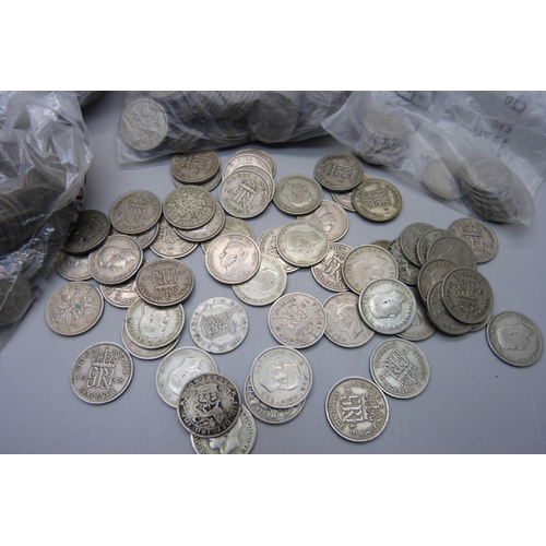 856 - A large collection of sixpence coins, mainly Queen Elizabeth II, (some '20 to '46)