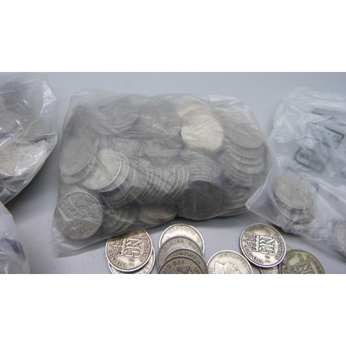 856 - A large collection of sixpence coins, mainly Queen Elizabeth II, (some '20 to '46)