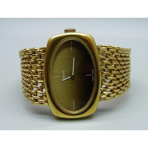 863 - A lady's gold plated Tissot wristwatch, mesh strap, with box