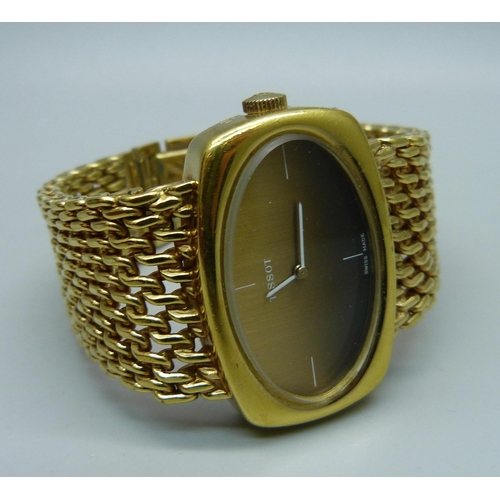 863 - A lady's gold plated Tissot wristwatch, mesh strap, with box