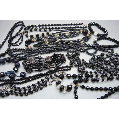 877 - French jet necklets and bracelets