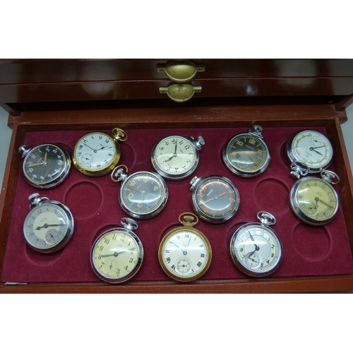 899 - A three-drawer cabinet containing thirty 'dollar' and other pocket watches, including Disney Mickey ... 