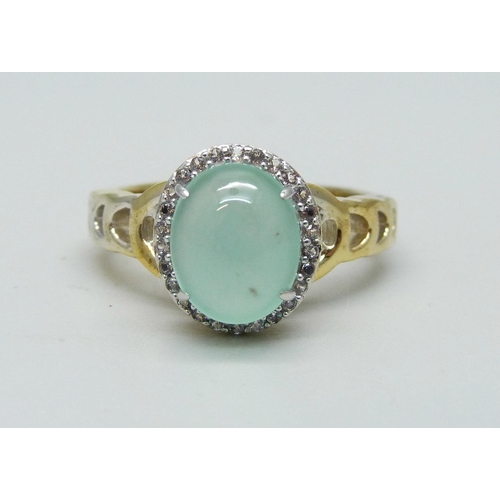 927 - A silver gilt, aquaprase and white topaz ring, P, with certificate