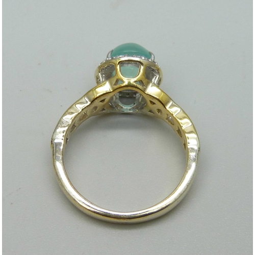 927 - A silver gilt, aquaprase and white topaz ring, P, with certificate