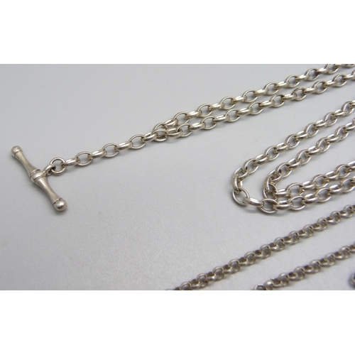 948 - Three silver neck chains, 32g