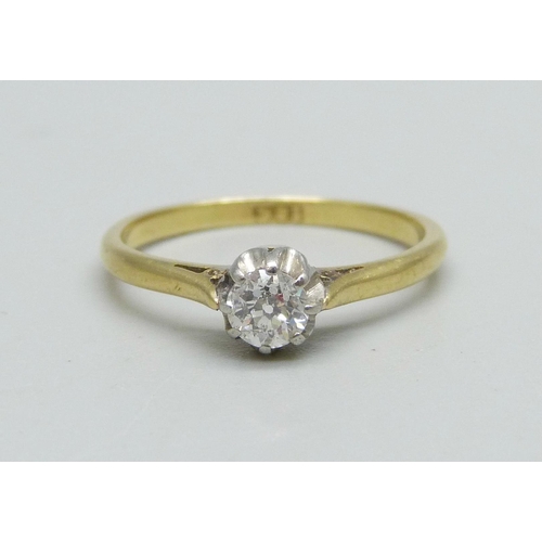 967 - An 18ct gold, diamond solitaire ring, approximately 0.30ct diamond weight, 2.5g, N