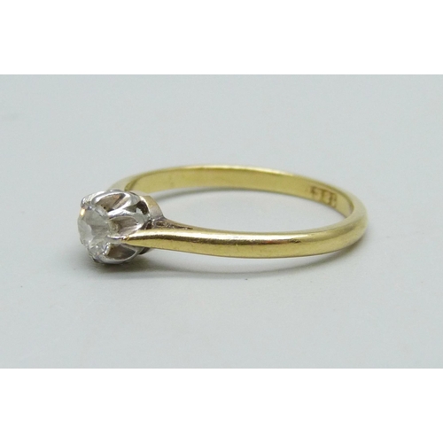 967 - An 18ct gold, diamond solitaire ring, approximately 0.30ct diamond weight, 2.5g, N