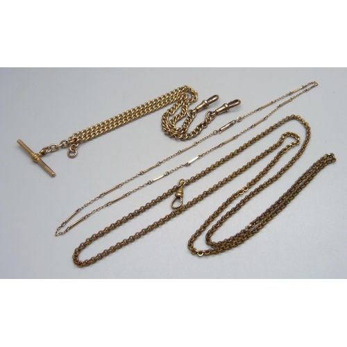 968 - A Victorian double Albert chain, a guard chain and a neck chain