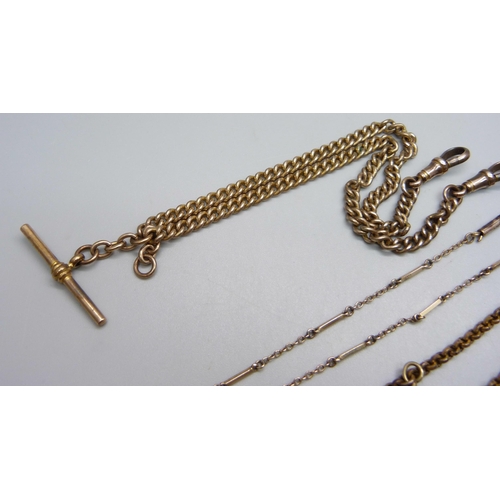 968 - A Victorian double Albert chain, a guard chain and a neck chain