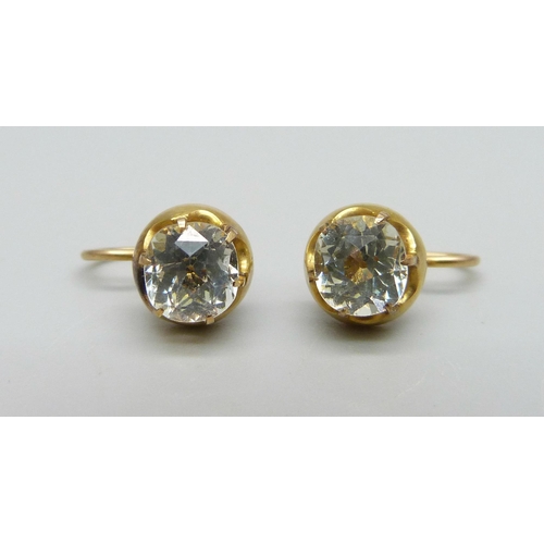 992 - A pair of Georgian yellow metal stone set earrings