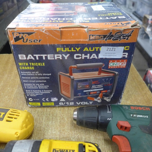 2121 - A Pro User battery charger and Dewalt and Bosch drills