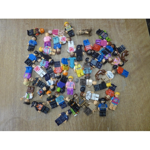 2130 - A box of assorted Lego bricks, Lego related books, mini figures and magazines