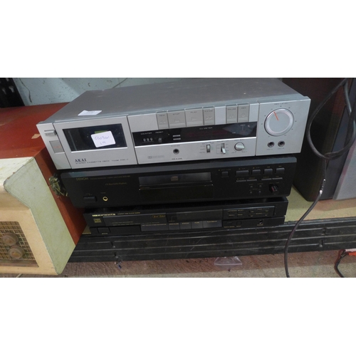 2192 - A quantity of stereo equipment: Akai cassette deck (HY1), Denon CD player (DCD-485) and Marantz CD p... 