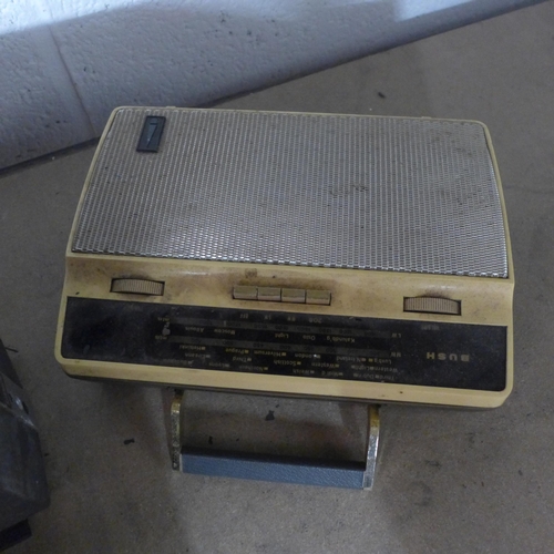 2204 - A Silwa Compact 8 projector, Bush radio, Radio Shack tape recorder and Hitachi portable VHS player