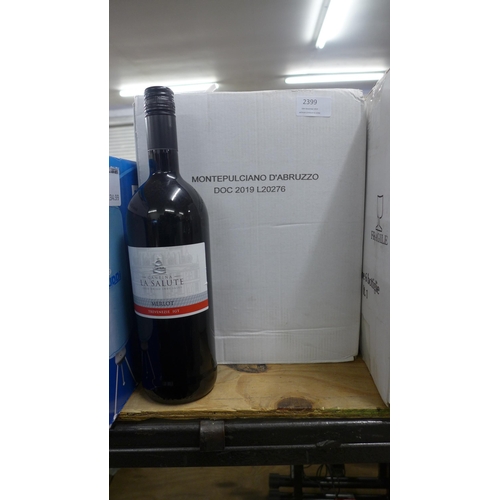 2399 - A case of 5 x 1 litre bottles of red wine including Montepulciano D'abruzzo and Merlot