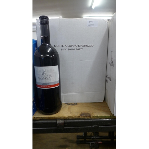 2402 - A case of 6 x 1 litre bottles of Merlot red wine